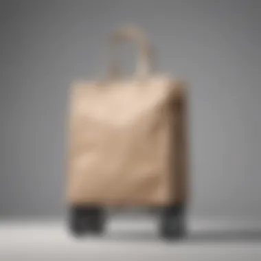 Collapsible shopping bag on wheels with modern design against a minimalist background