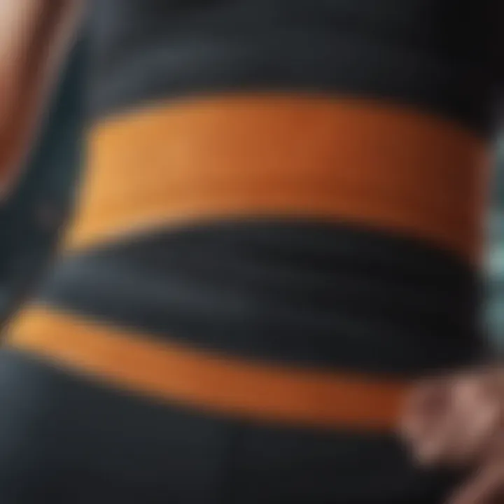 A high-quality sweat belt displayed on a fitness mat