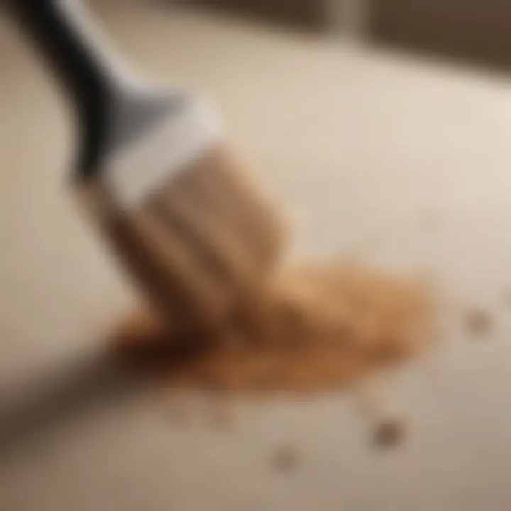 A dust removing brush in action, effectively cleaning a delicate surface