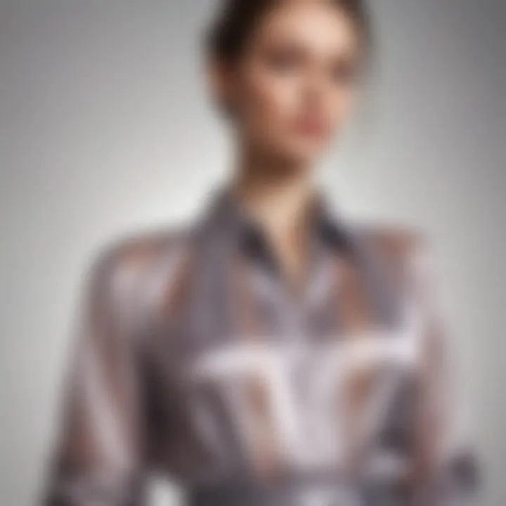 Fashionable ensemble incorporating sheer satin in everyday wear