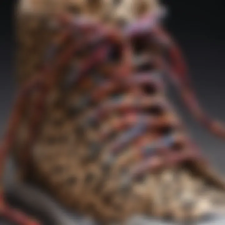 Artistic representation of leopard print shoelaces in various colors