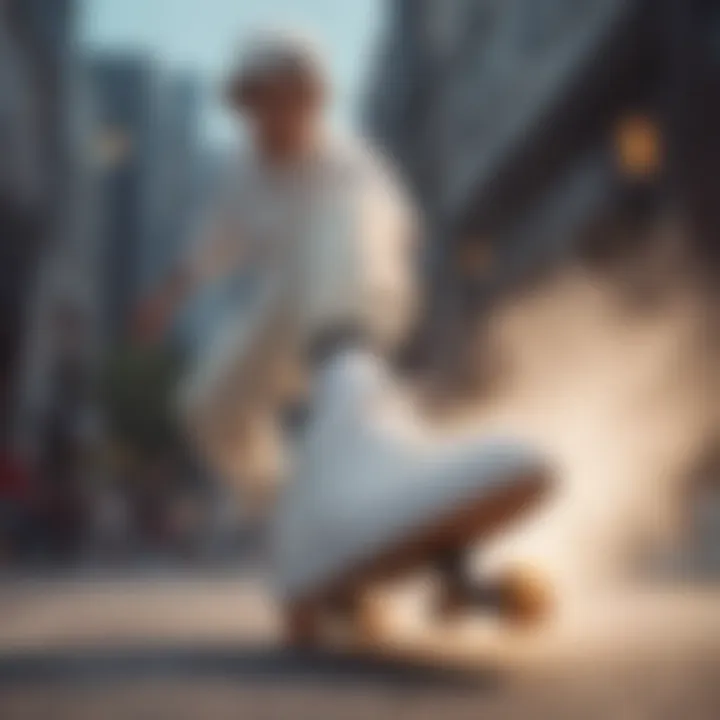 Nike SB Aloyoop White on a skateboard, illustrating its performance in action