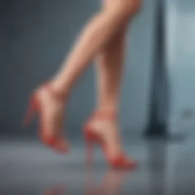 Stylish high heels worn by a model showcasing stability with non-slip insoles