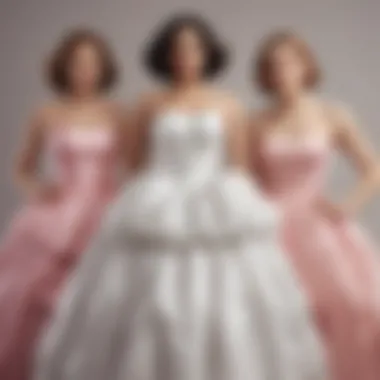 Different body types wearing stylish strapless puffy dresses