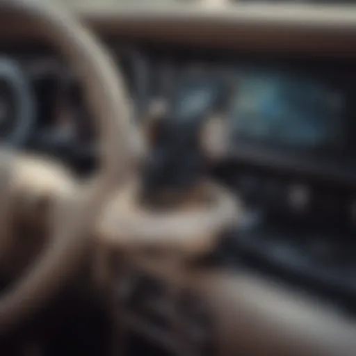 Elegant car interior showcasing the bling phone holder