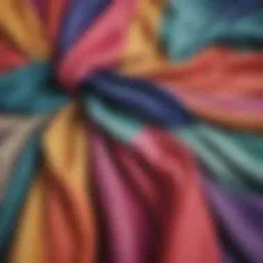 Close-up of various fabrics used in colorful shrugs