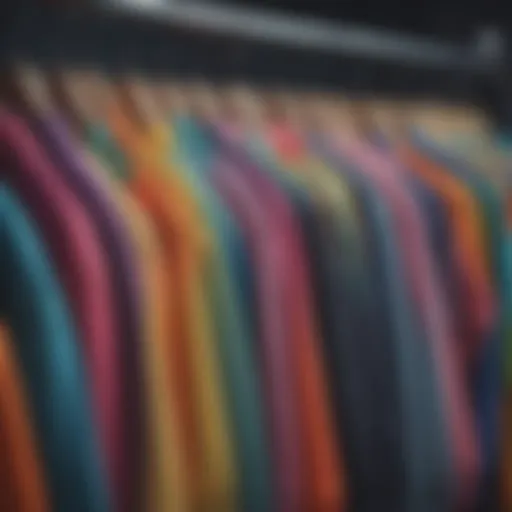 Vibrant collection of colorful shrugs displayed on hangers