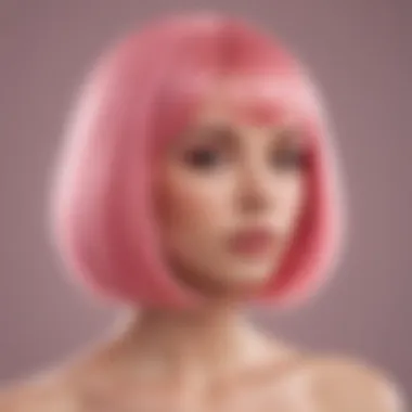 Close-up of a pink bob wig showcasing its texture and shine.