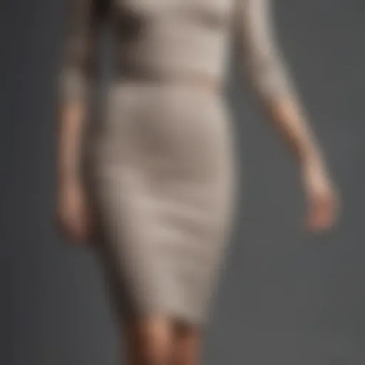 Elegant rib knit pencil skirt showcased on a model