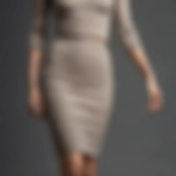 Elegant rib knit pencil skirt showcased on a model