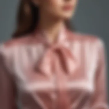 Chic Satin Tie Neck Blouse Design Elegant satin tie neck blouse in a fashion-forward setting