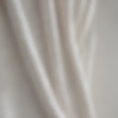 Close-up of the textured fabric of white crinkle curtains