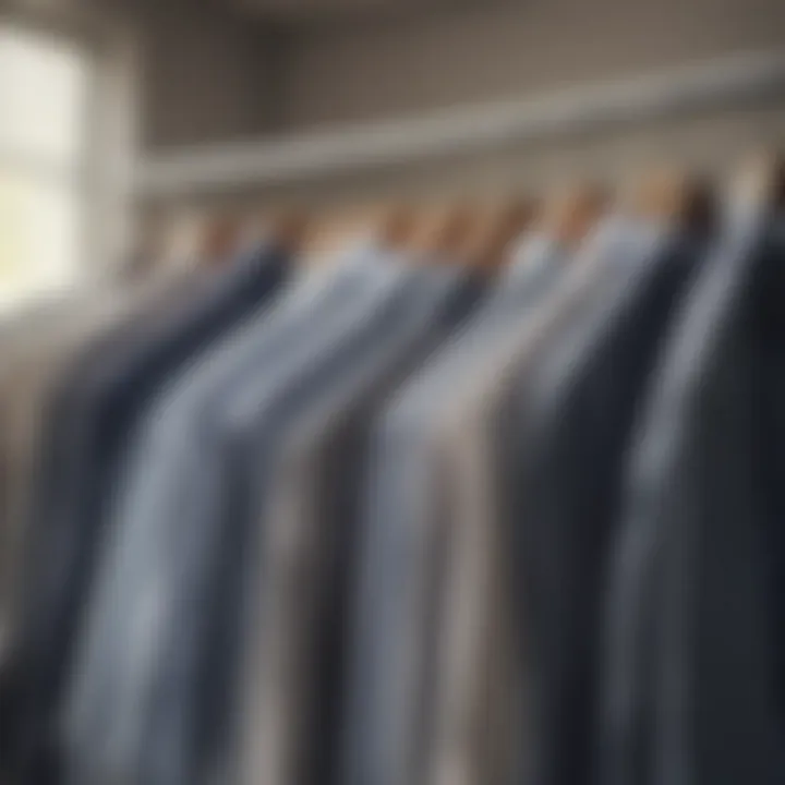 Trendy moisture-wicking shirts displayed on hangers