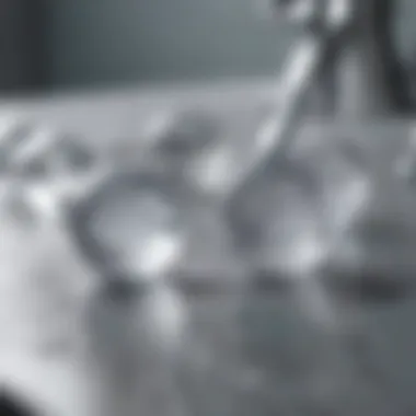 Close-up of ice balls on a skincare countertop