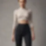 Stylish ribbed knit crop top paired with high-waisted trousers