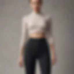 Stylish ribbed knit crop top paired with high-waisted trousers