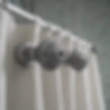 Close-up of unique materials used in shower curtain hooks